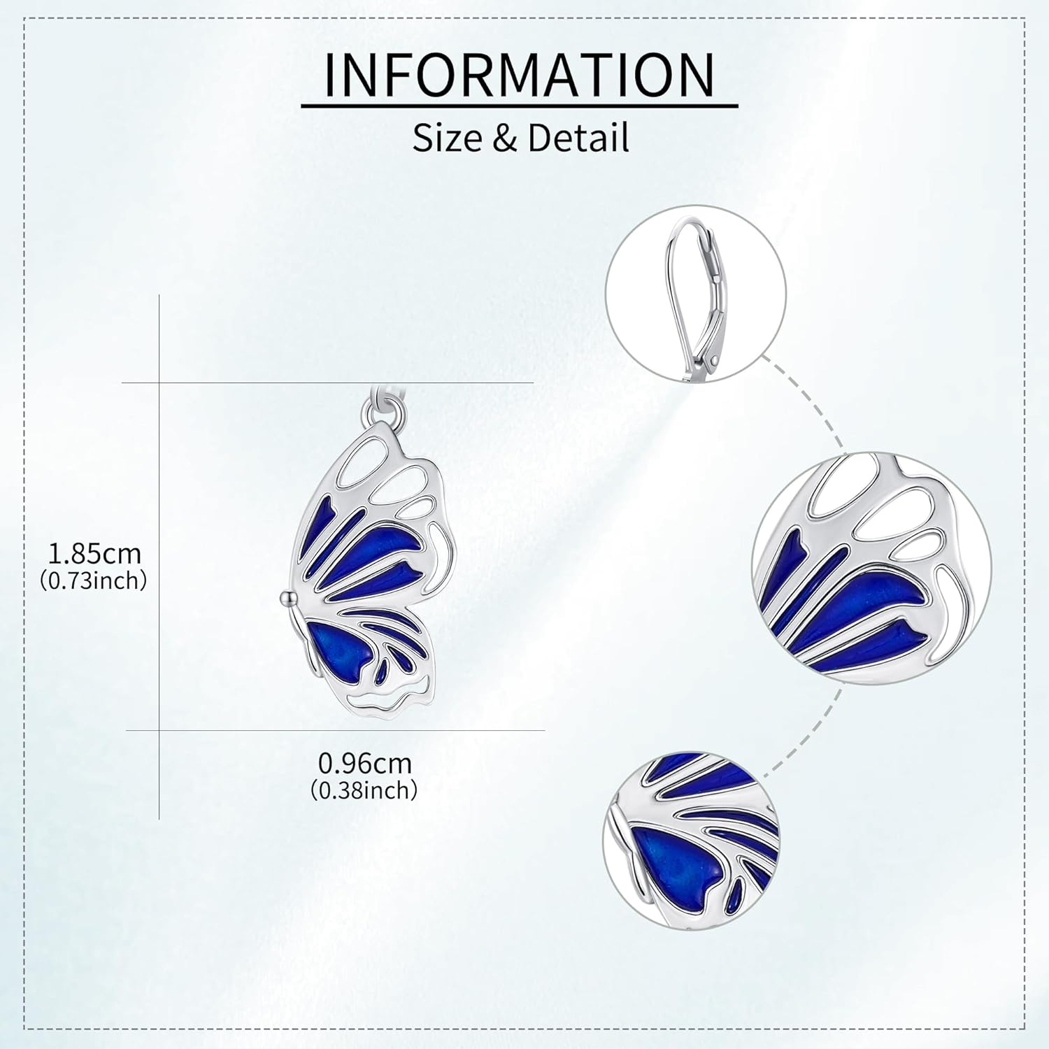 Butterfly Earring 925 Sterling Silver Blue Butterfly Dangle Earrings Jewelry for Women - Image 4