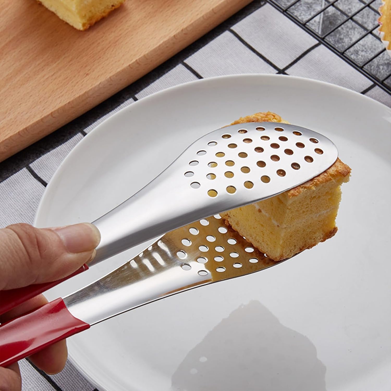 Paslanmaz Çelik Silikon Saplı Mutfak Maşası Yemek Maşası Barbekü Izgara Et Balık Maşası 1 Adet