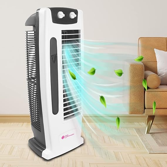 Casa Copenhagen, Tower Fan with 25 Feet Air Delivery, 4 Way Air Flow, High Speed, Anti Rust Body - Standard - White Bay/Black
