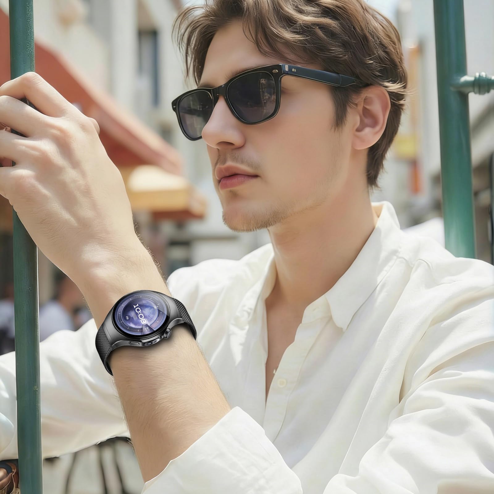 Bracelet milanais pour Huawei Watch 5 46 mm, réglable en un clic, pas d'espace, en acier inoxydable, pour homme et femme, pour Huawei Watch 5 46 mm