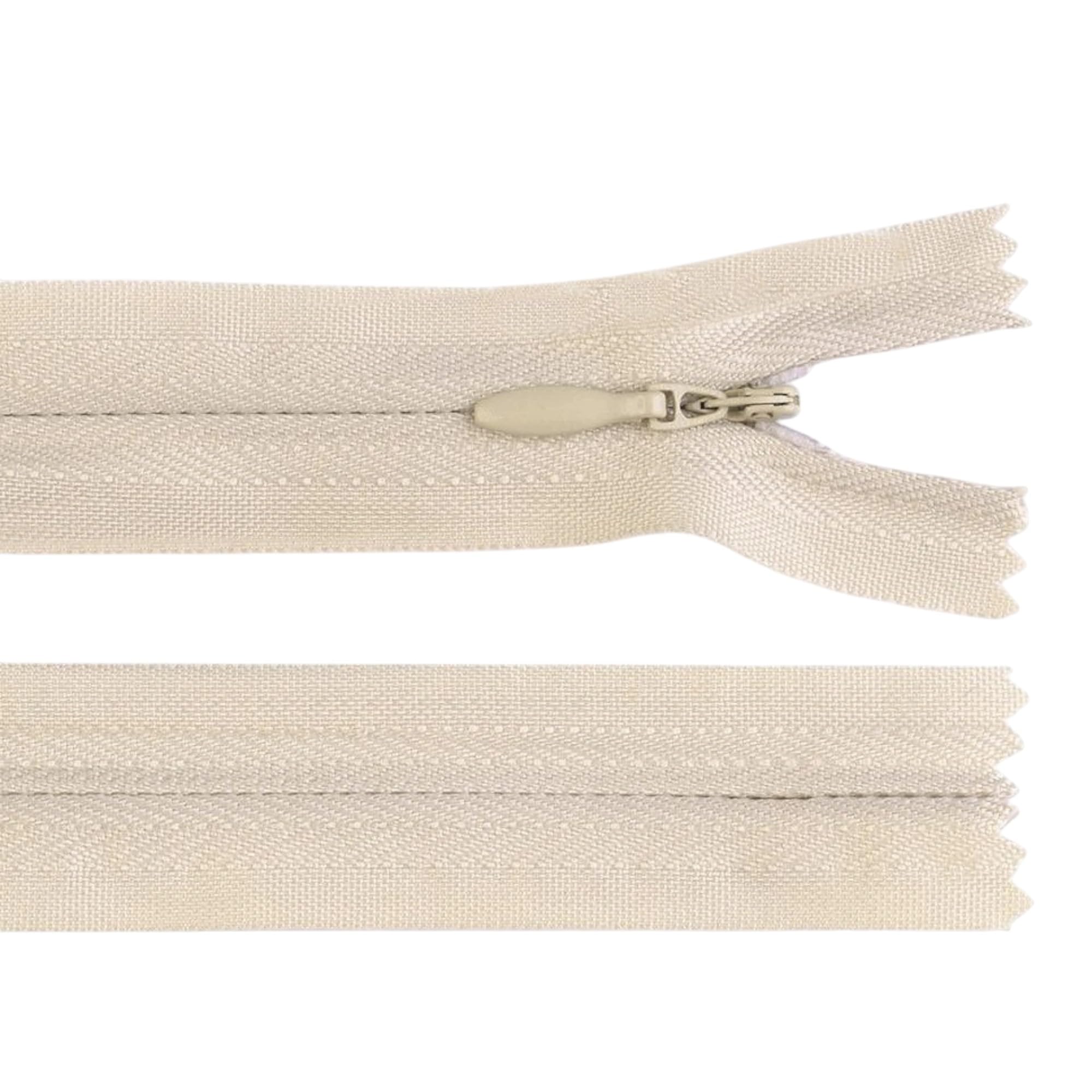 Fermeture Éclair Invisible 60 cm en Polyester - Crème - Idéale pour Vêtements et Couture