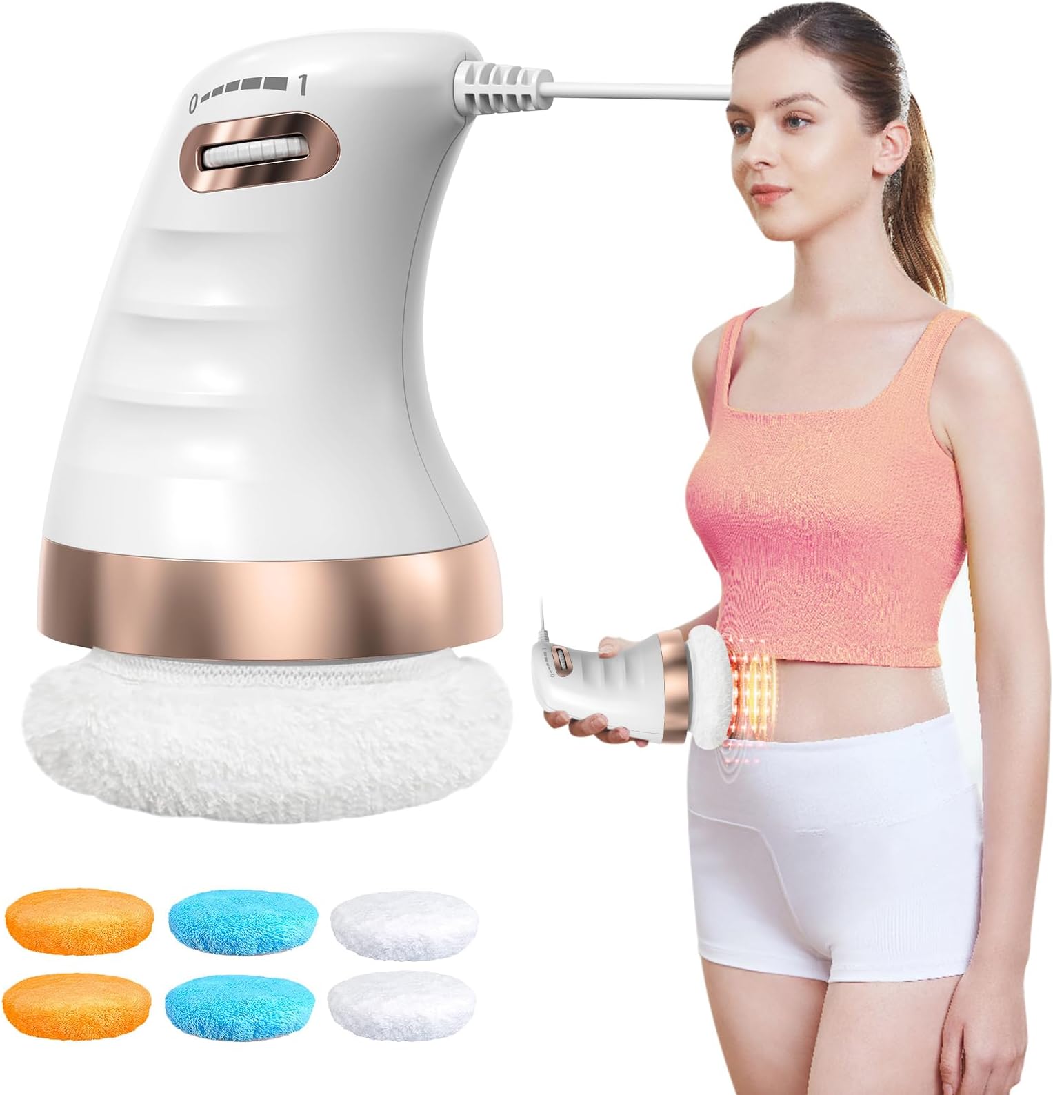 ADBRIM Electric Cellulite Massager-Body Contouring Massager with 6 Skin-Friendly Pads, Handheld Body Massager for Toning The Abdomen, Legs, arms and Thighs