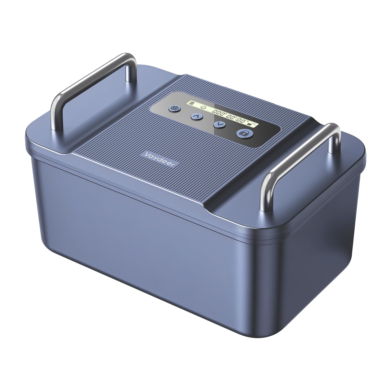 VAYDEER Cassetta di Sicurezza con Timer – Scatola con Lucchetto Temporizzato,Display LCD,Tempo di Blocco Personalizzabile, Manici in Metallo, Alimentazione USB-C – Box Portatile per Telefono e Farmaci