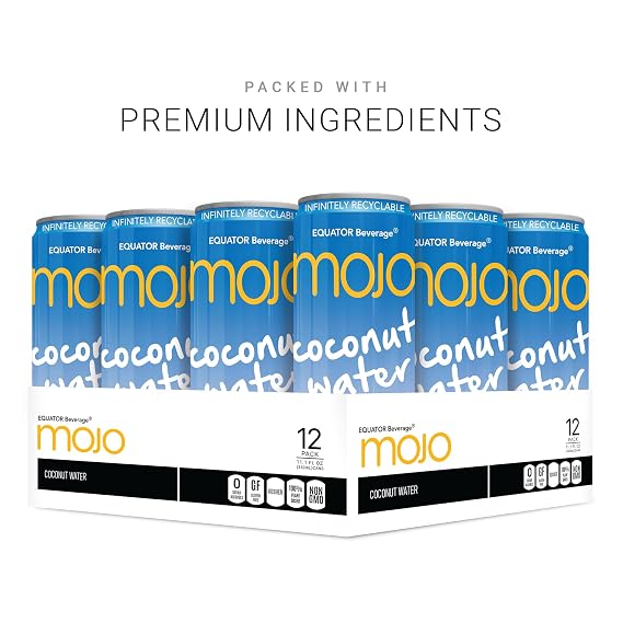 MOJO Coconut Water | Hydration Drink & Sports Drink | Electrolytes Beverage | Vitamin B & C | Hydration Drink for Skin & Body | 11.1 Oz (Pack Of 12)