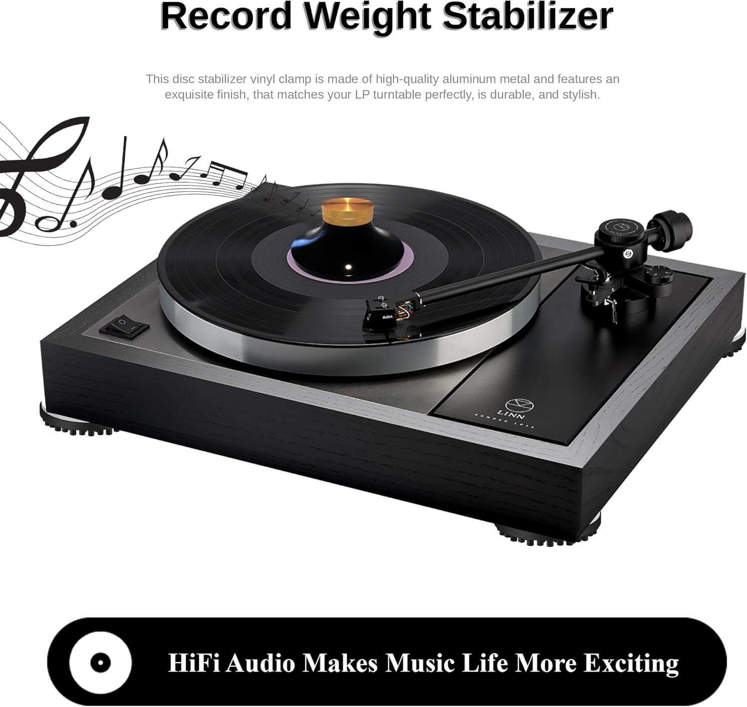 Record Weight Stabilizer, Aluminum 6oz Vinyl Clamp Record Puck LP Weight 3inx1.5in Turntable Weight Disc Stabilizer for LP Phono Vinyl Record Players (RS7637)