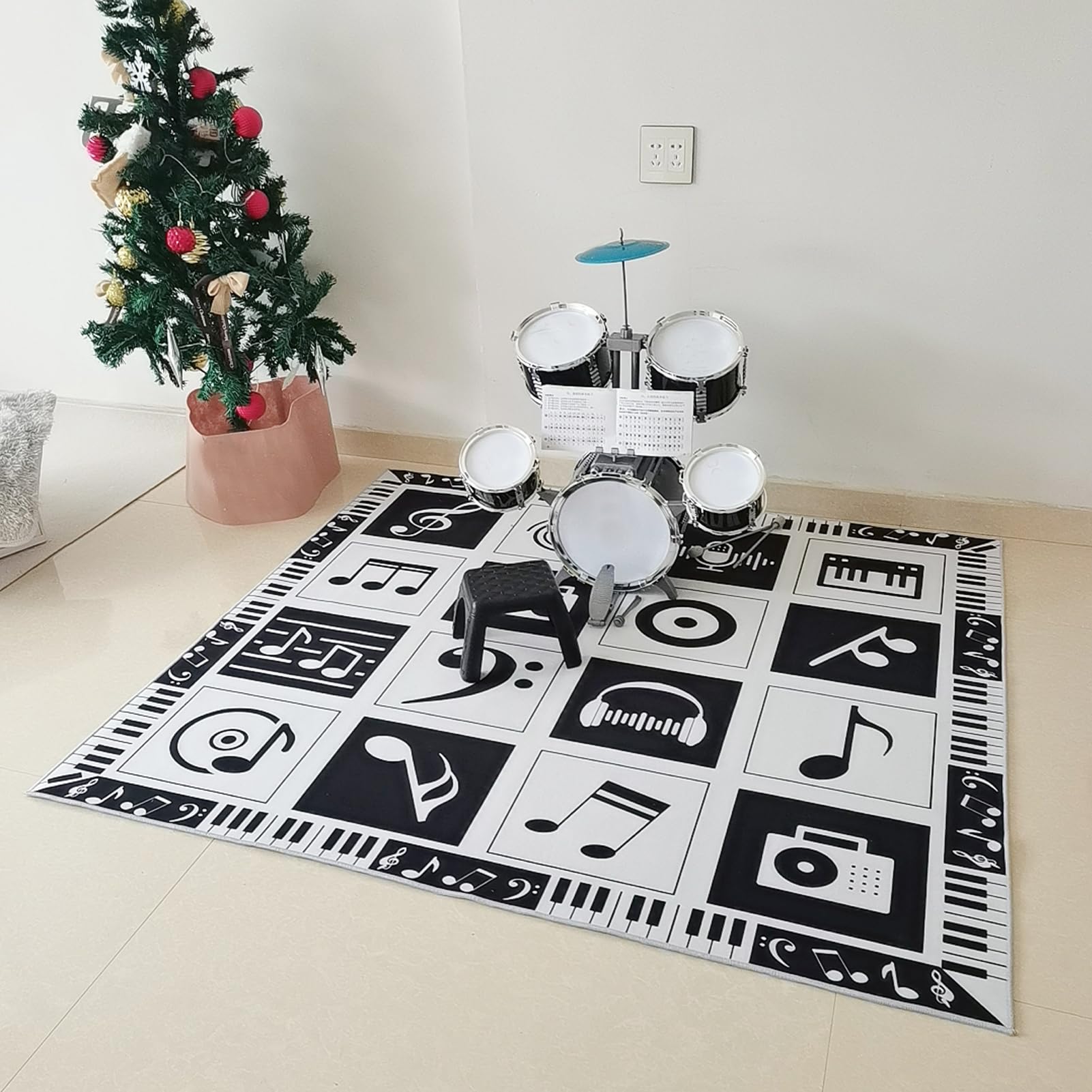 Mata na baterie, dźwiękoszczelna mata bębnowa, instrumenty muzyczne mata podłogowa 140 x 100 cm, mata ochronna, akcesoria perkusyjne, wykładzina antypoślizgowa
