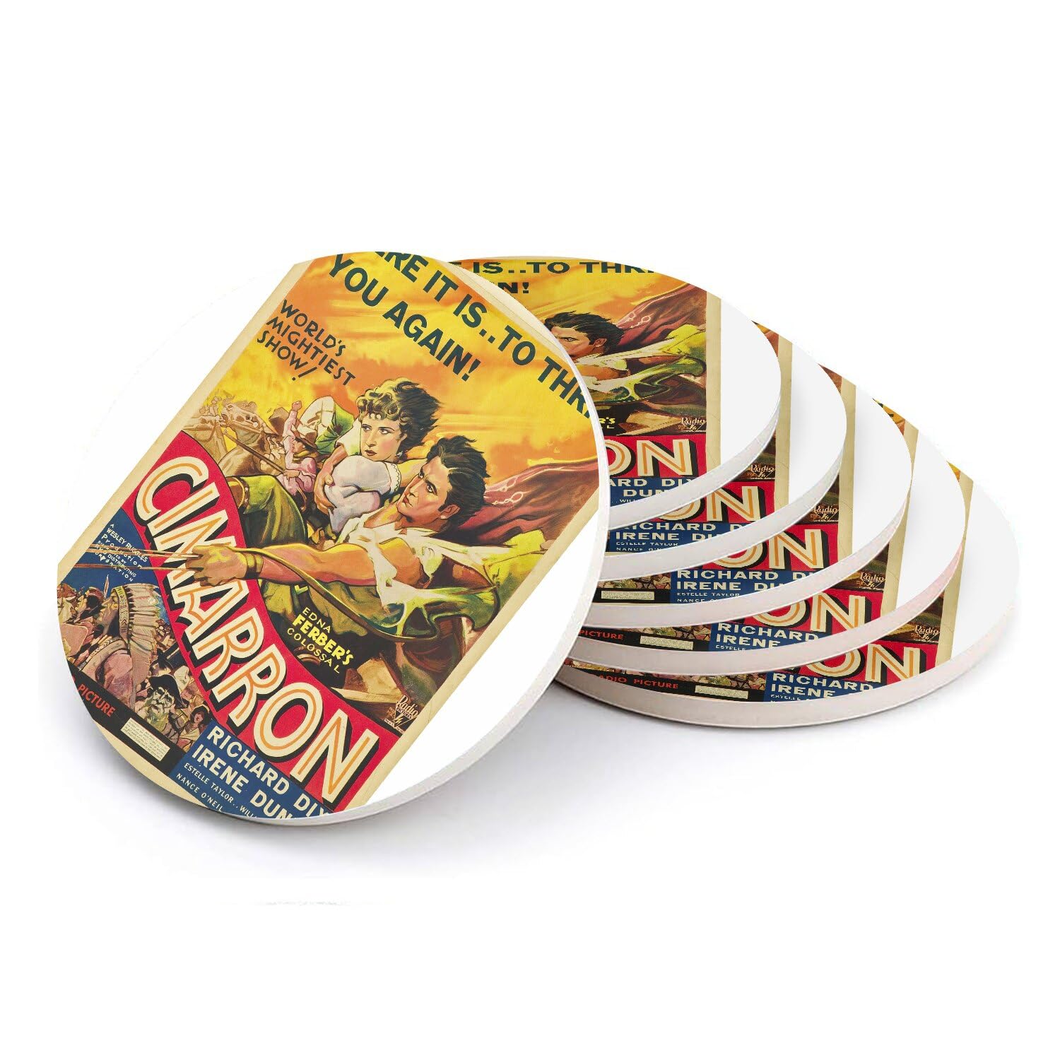 Sous-verre ronds en céramique de prestige collection cinéma vintage