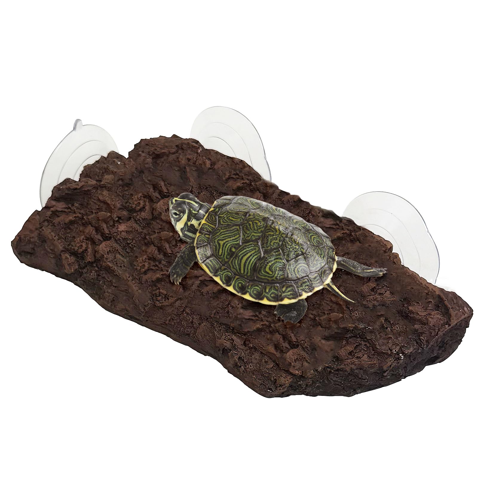 kathson Artificial Bark Turtle Basking Platform Resin Reptile Basking Platform with 3 Suction Cups Tortoise Resting Terrace Reptiles Dock Aquarium Decoration for Turtle, Gecko, Lizard (Style B)