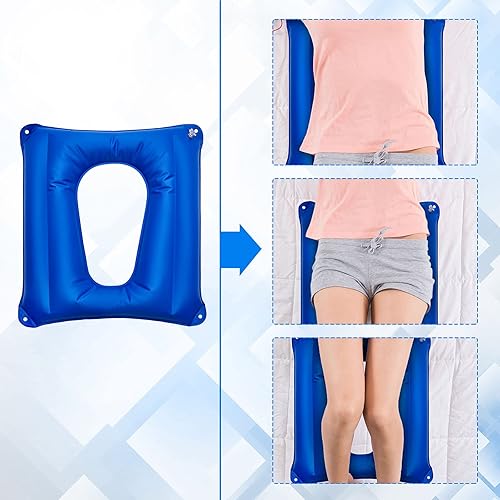 Miniatura 4 de Nuanchu Cojín cuadrado inflable transpirable cómodo inflable para asiento de aire e inflador para sentarse, inodoro, oficina, silla escolar, silla