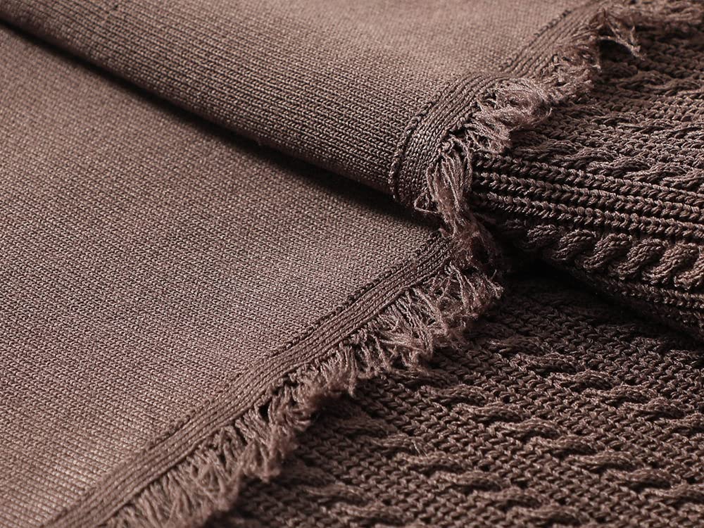 Röcke Damen,Damen Midi Rock Braun Elastisch High Taille Tassel Gestrickt Faltenrock Spleißen A-Line Schaukel Ruched Elegant Lange Röcke Für Mädchen Damen