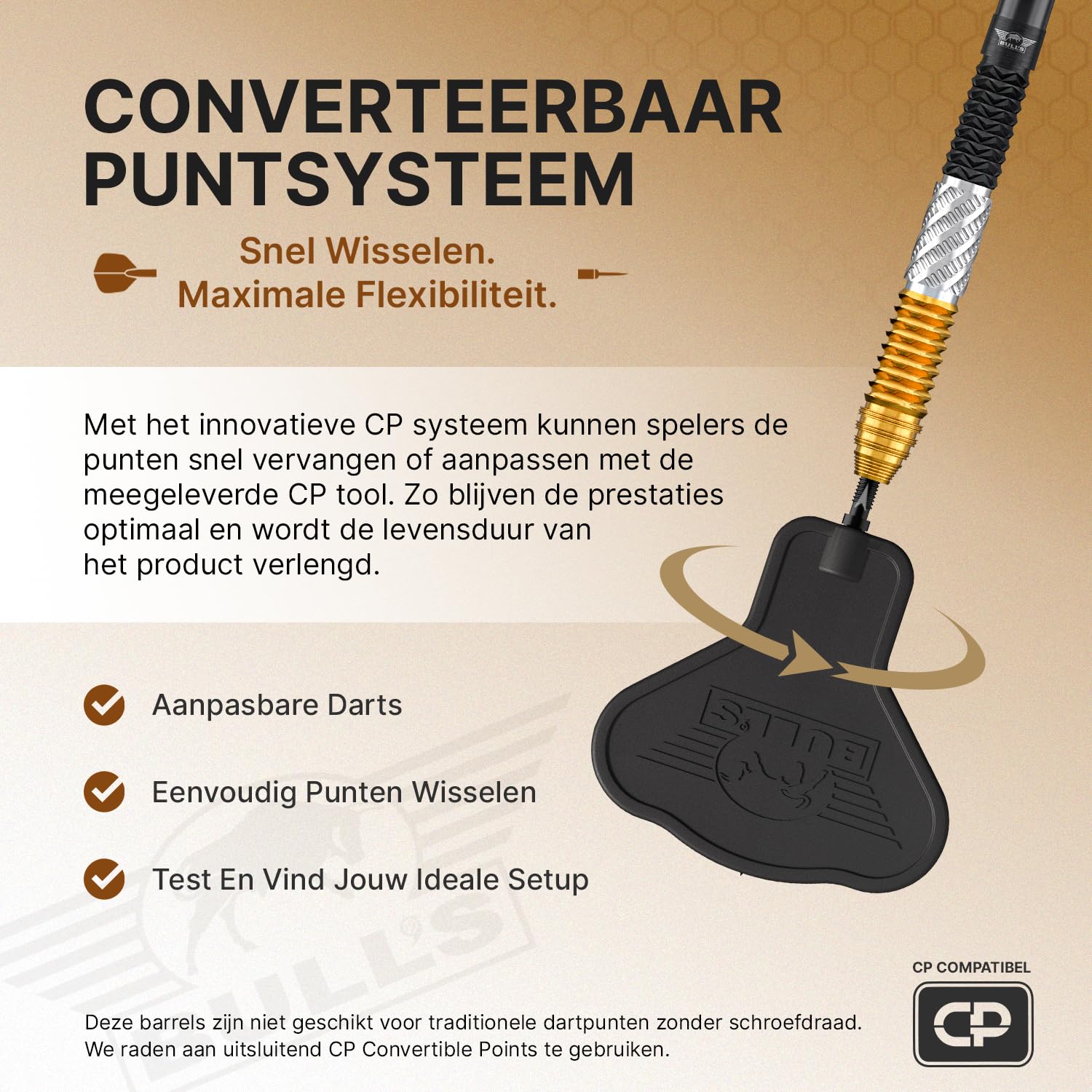Bull's Dirk Van Duijvenbode 95% Tungsten Steeldarts - Profi Dartpfeile mit Shark, DNA und Delta Grip für konstante Kontrolle - CP Point System, 22g/23g/24g, 3er Darts Set