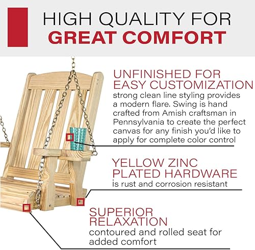 Miniatura 3 de Amish Casual Silla de columpio resistente con tratamiento a presión con portavasos (sin terminar)