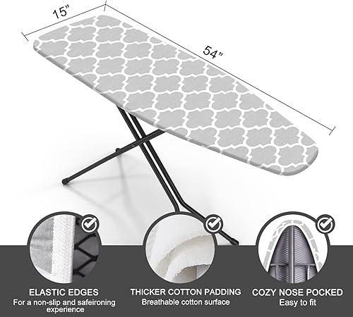 Miniatura 2 de Funda y almohadilla para tabla de planchar, tamaño estándar de 15" x 54" pulgadas, funda de repuesto para tabla de planchar, 4 capas extra gruesa,