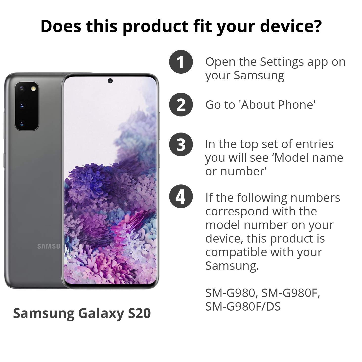 Samsung Clear View Smartphone Cover EF-ZG980 für Galaxy S20 | S20 5G Flip Cover, Handy-Hülle, extra-dünn, stoßfest, Schutz Case, weiß - 6.2 Zoll