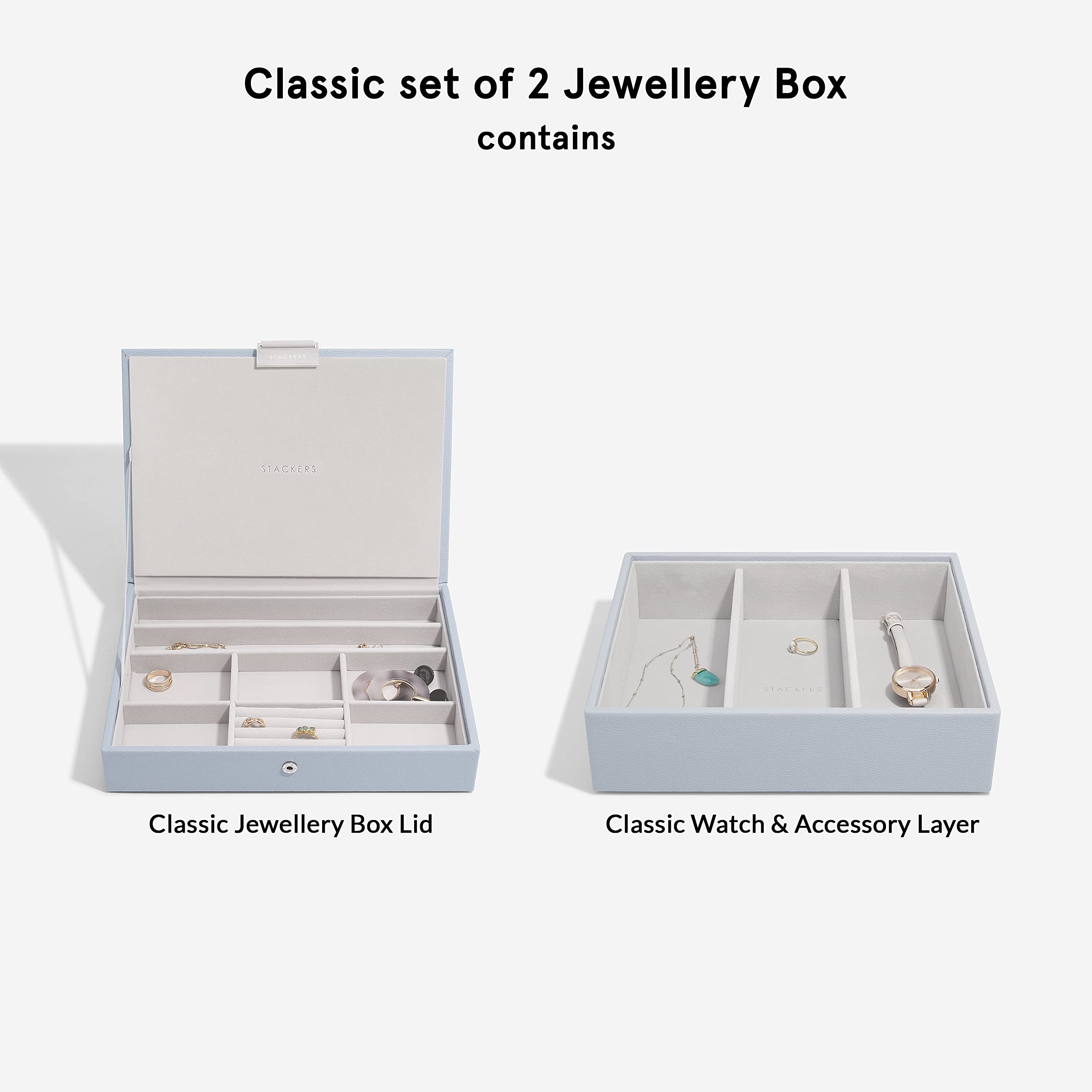 Stackers Lot de 2 boîtes à bijoux classiques Lavande
