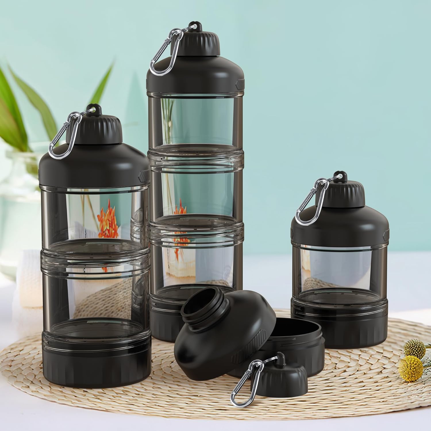Divik Transparent Portable Protein Powder Funnel Bottle With Keychain Key Sports Fitness Protein Powder Muscle Powder Boxs - Carrier For Muscle Powder Box Stackable Nut Box, Snack Storage Jars (1Pcs)-picture-32