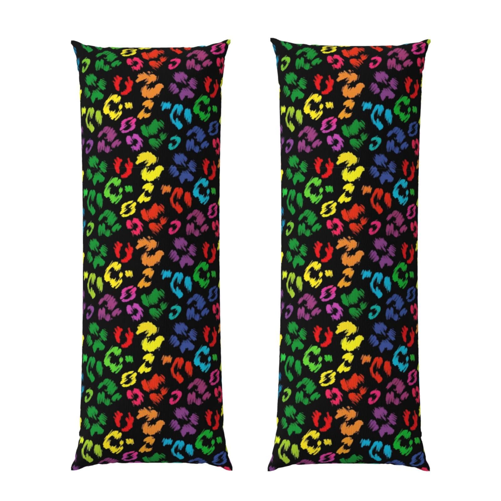 Long Pillowcase 20x60 Inch, Black Rainbow Cheetah Leopard Print, Ultra Soft Body Pillow Cover with Hidden Zipper, Wrinkle Resistant Fabric for Bed Couch Home Decoration