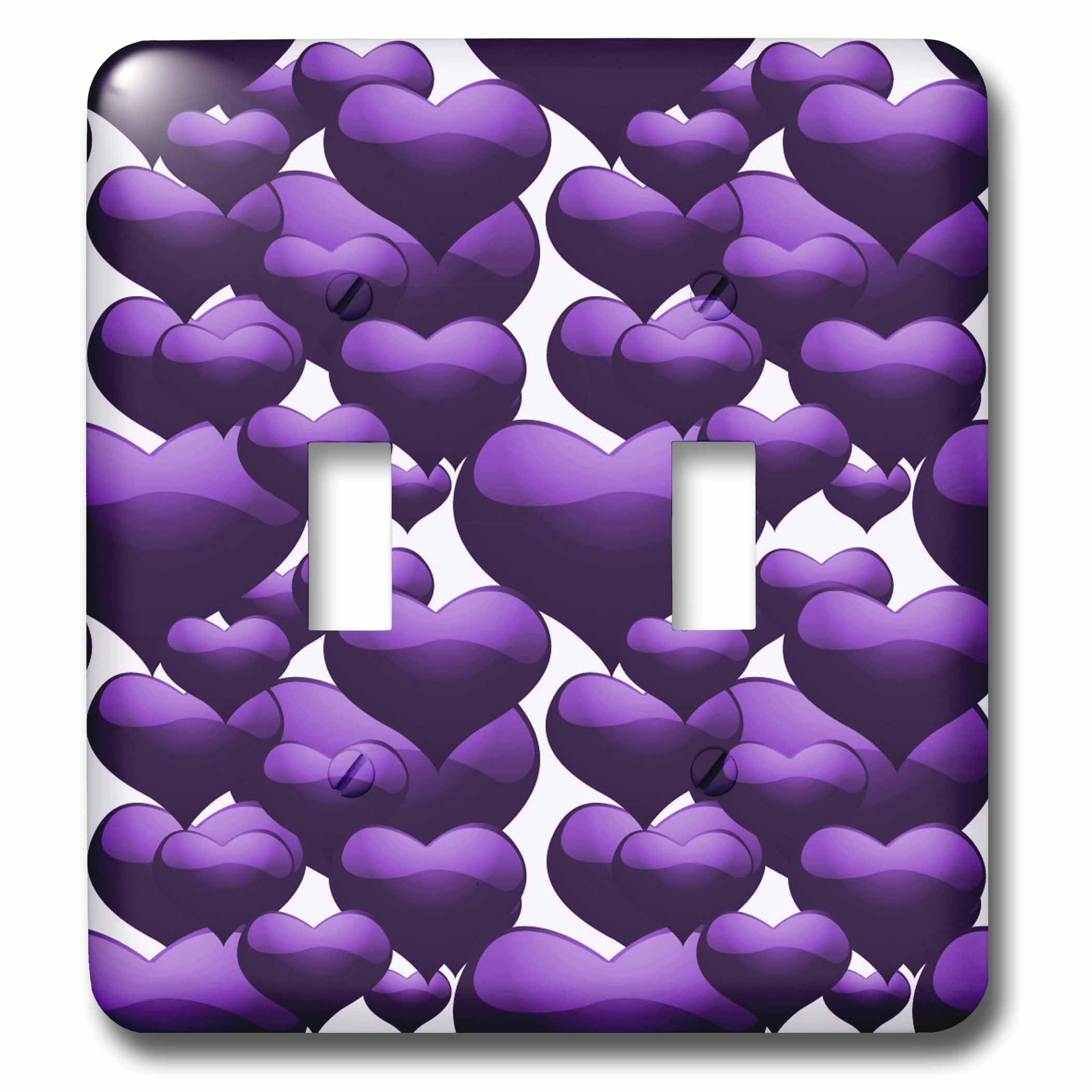 Placa de interruptor doble morado resistente a arañazos estilo corazones flotantes