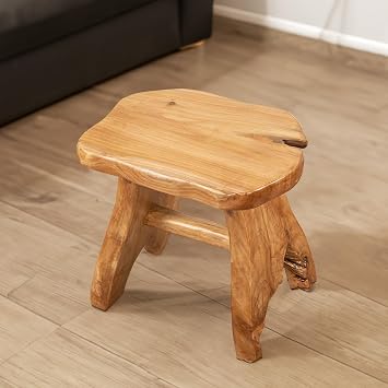 Greenage Cedar Roots Stool Naturally Shaped A-Leg, Medium, 15" x 12" x 13.8" H Wood Stump Side Table Stand Home Decor End Table