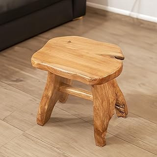 Greenage Cedar Roots Stool Naturally Shaped A-Leg, Medium, 15" x 12" x 13.8" H Wood Stump Side Table Stand Home Décor End Table