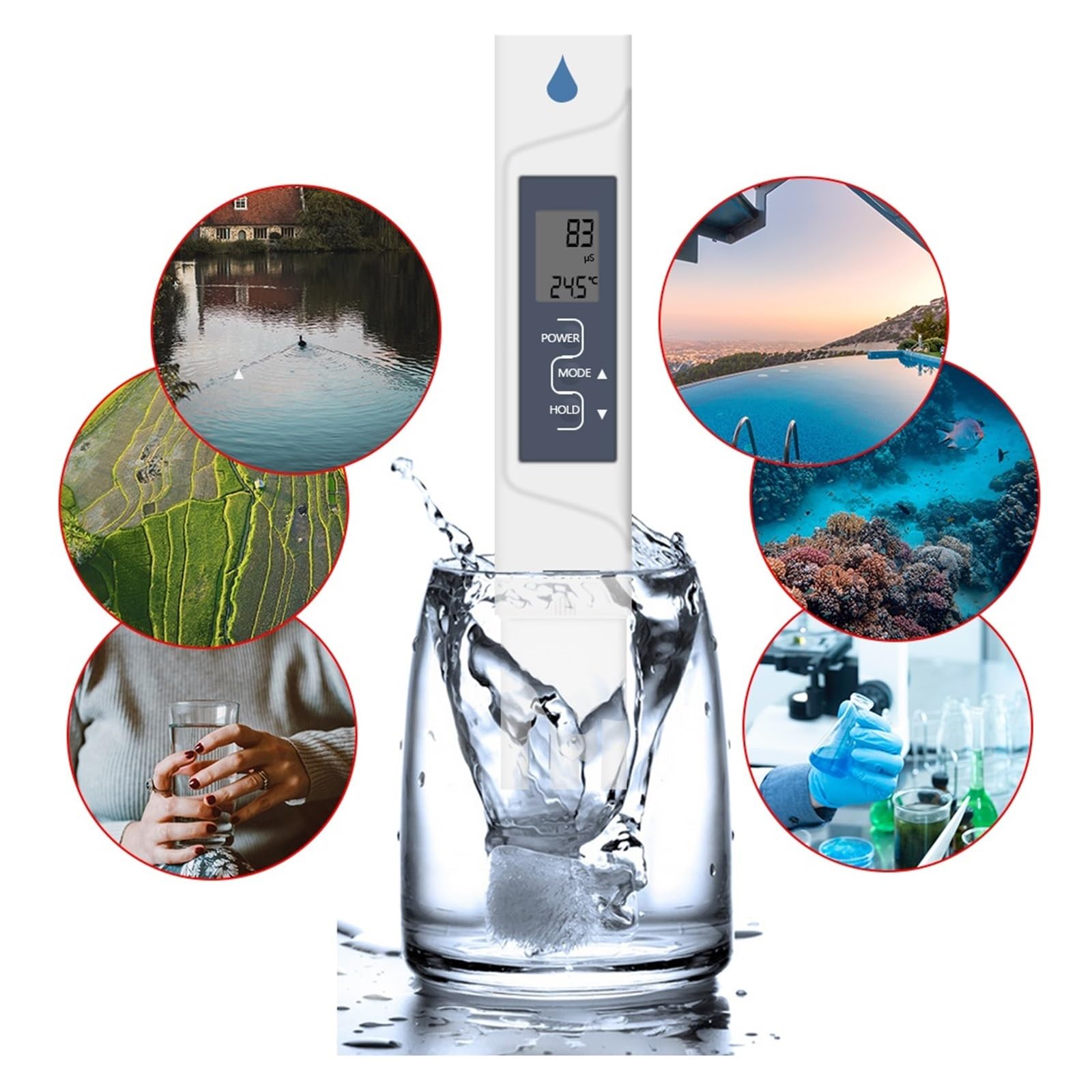 Medidor Digital EC 2 En 1 EC Temperatura Calidad del Agua con Calibración Automática Probador De Conductividad Eléctrica MedicióN Precisa