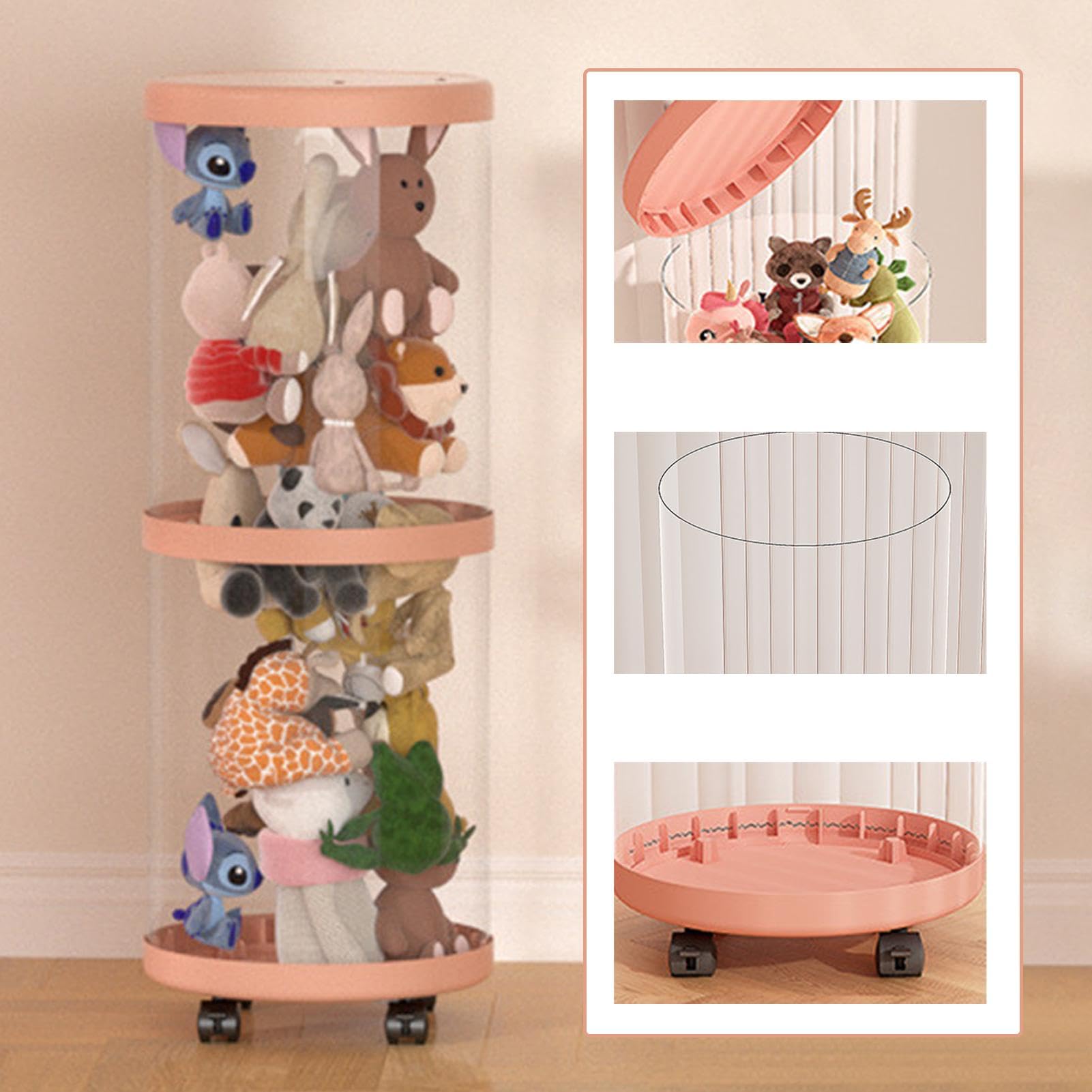 Tube Rangement Peluche, Rangement Vertical Pour, 34 cm (L) x 28 (W) x 27 (H), Avec Roues, Pour et Petits Objets, Chambre Enfant