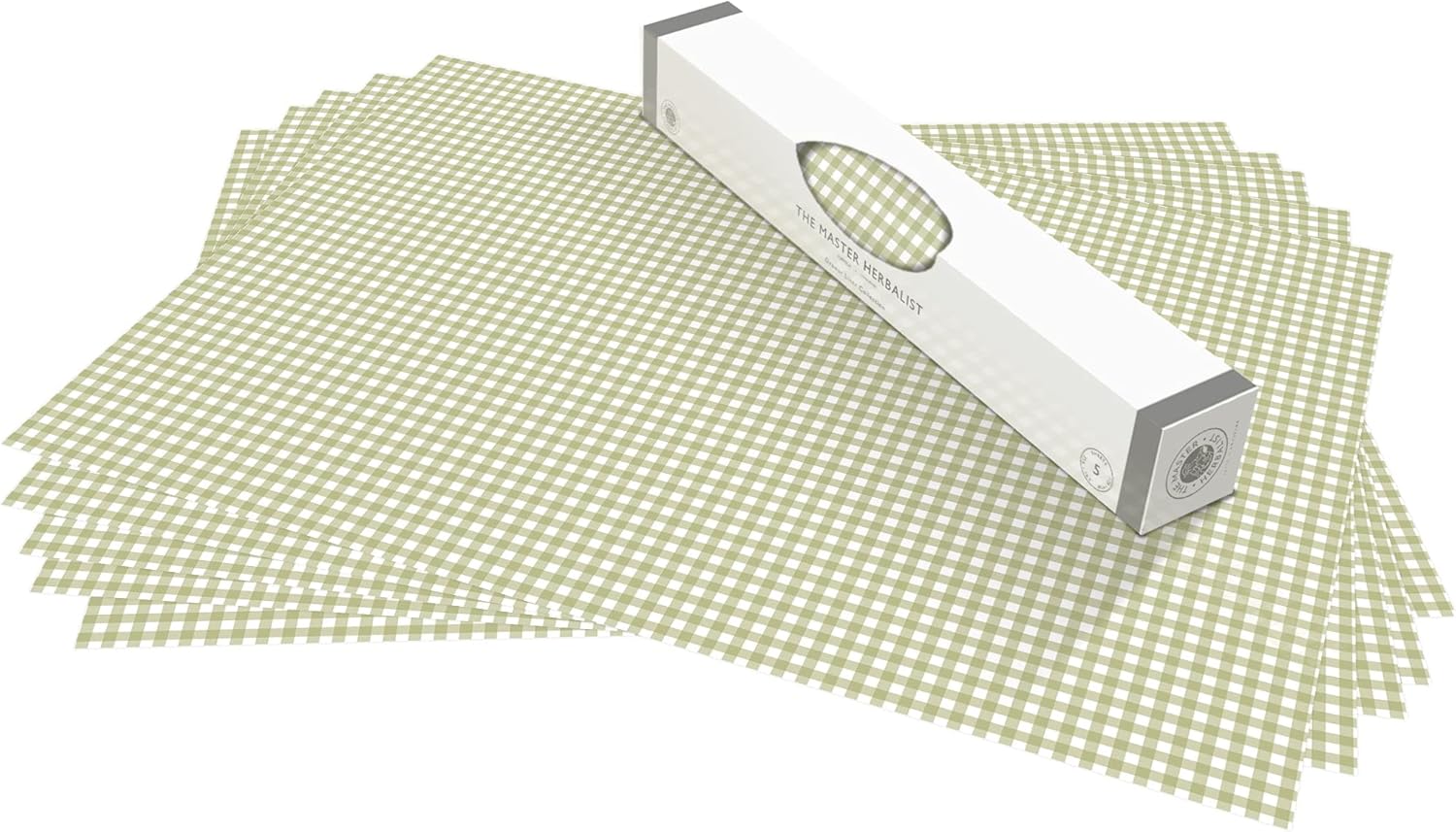 The Master Herbalist UNSCENTED & Wipe Clean Drawer Liners in a SAGE Green Gingham Design - Perfect for Kitchen Drawers, Shelves, Cupboards & Cabinets. Contains 10 Sheets. Made in The UK.