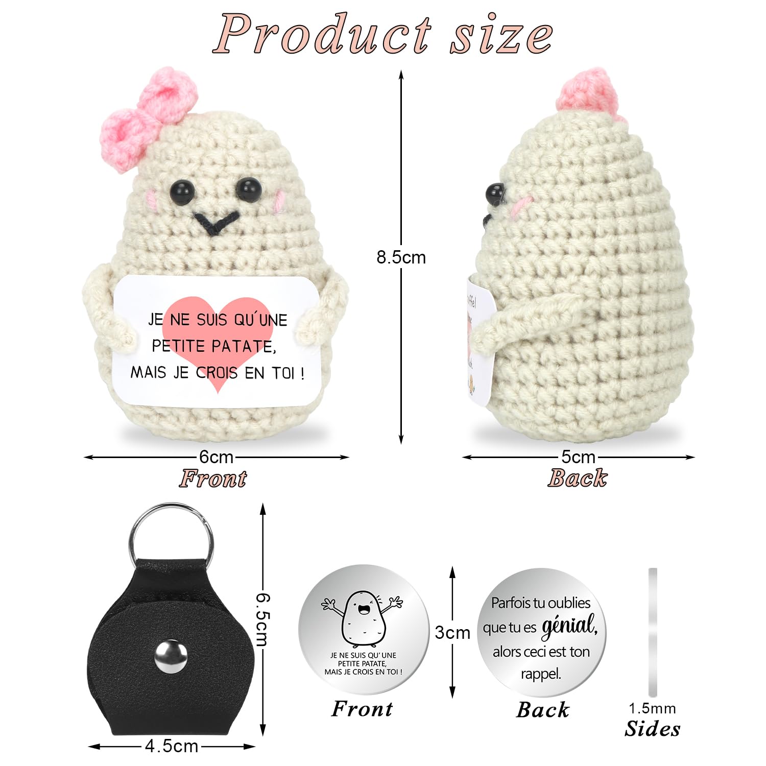 Peluche Carotte Positive – Mini Poupée Tricotée Mignonne Avec Carte Motivante, Cadeau Original Pour Encourager Famille, Amis, Collègues, Femme, Homme, Enfant