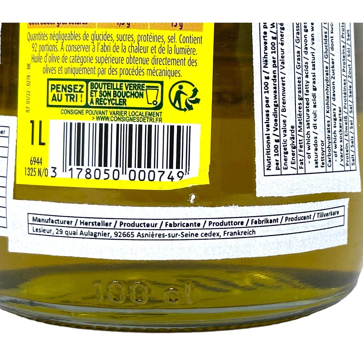 Puget feines Olivenöl aus Frankreich 1 Liter extra natives Olivenöl, Inhalt 1 Liter