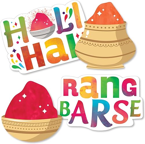 Big Dot of Happiness Holi Hai - Cuencos Gulales rojos y naranjas, decoraciones de bricolaje, festival de colores, esenciales para fiestas, juego de