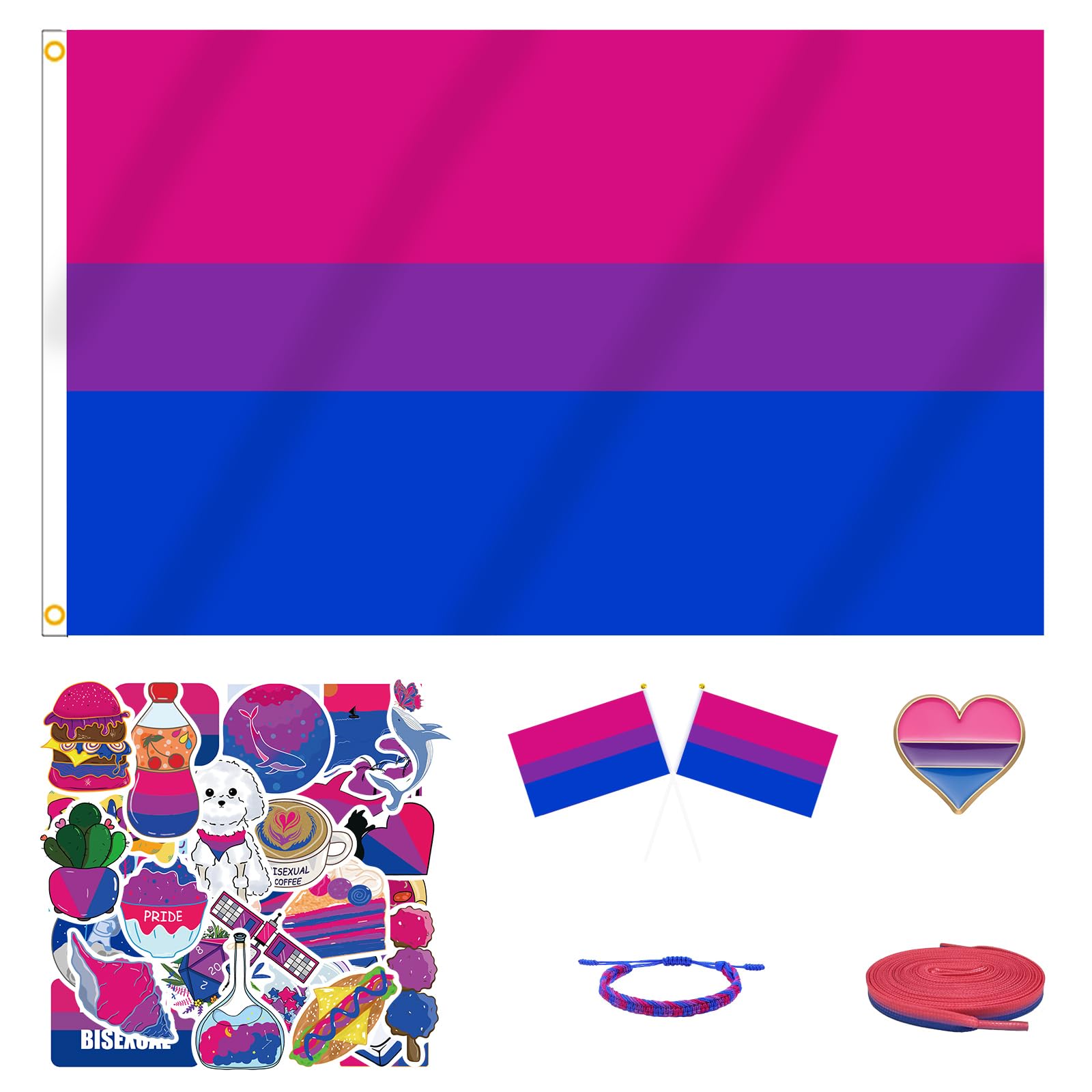 Bisexual Pride Drapeau Avec Texture De : Illustration De Stock