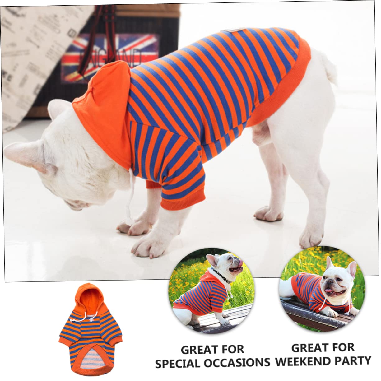 Angoily 3pezzi Costume Strisce Per Cani Maglietta Comoda e Calda Per Inverno Outfit Per Occasioni Speciali e Fotografie Per Animali Domestici Perfetta Per Festività e Feste