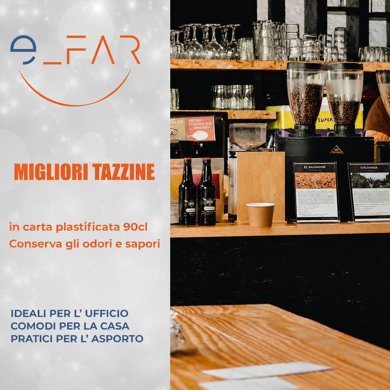 e_far Bicchieri da Caffè in Carta Bianca 90 ml (3 Oz) – 1000 Pezzi – Tazzine Monouso per Bevande Calde e Fredde – Ideali per Ufficio, Casa e Asporto