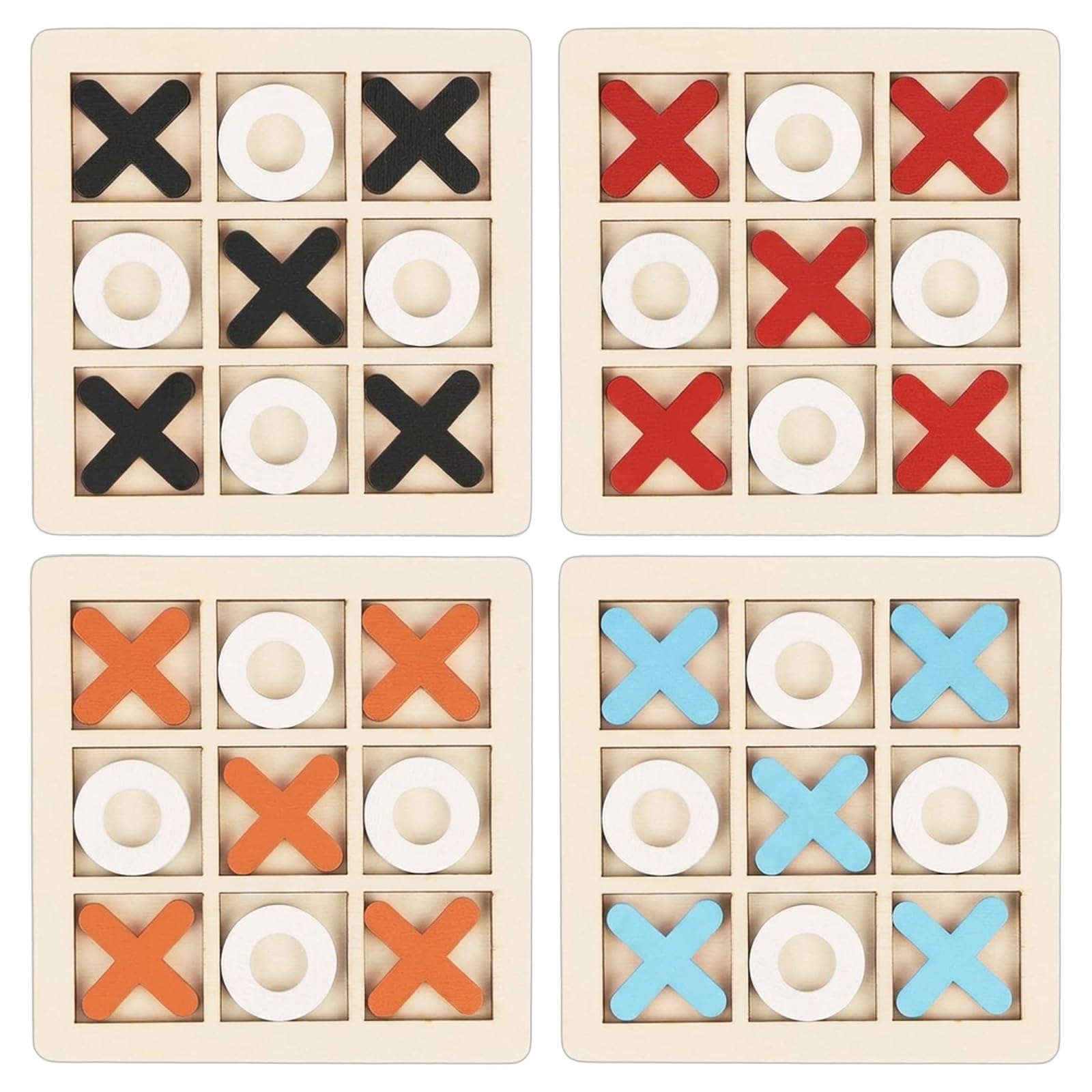 4 Tic Tac Toe Game Set, Noughts and Crosses Boards, Mini Games for Travel