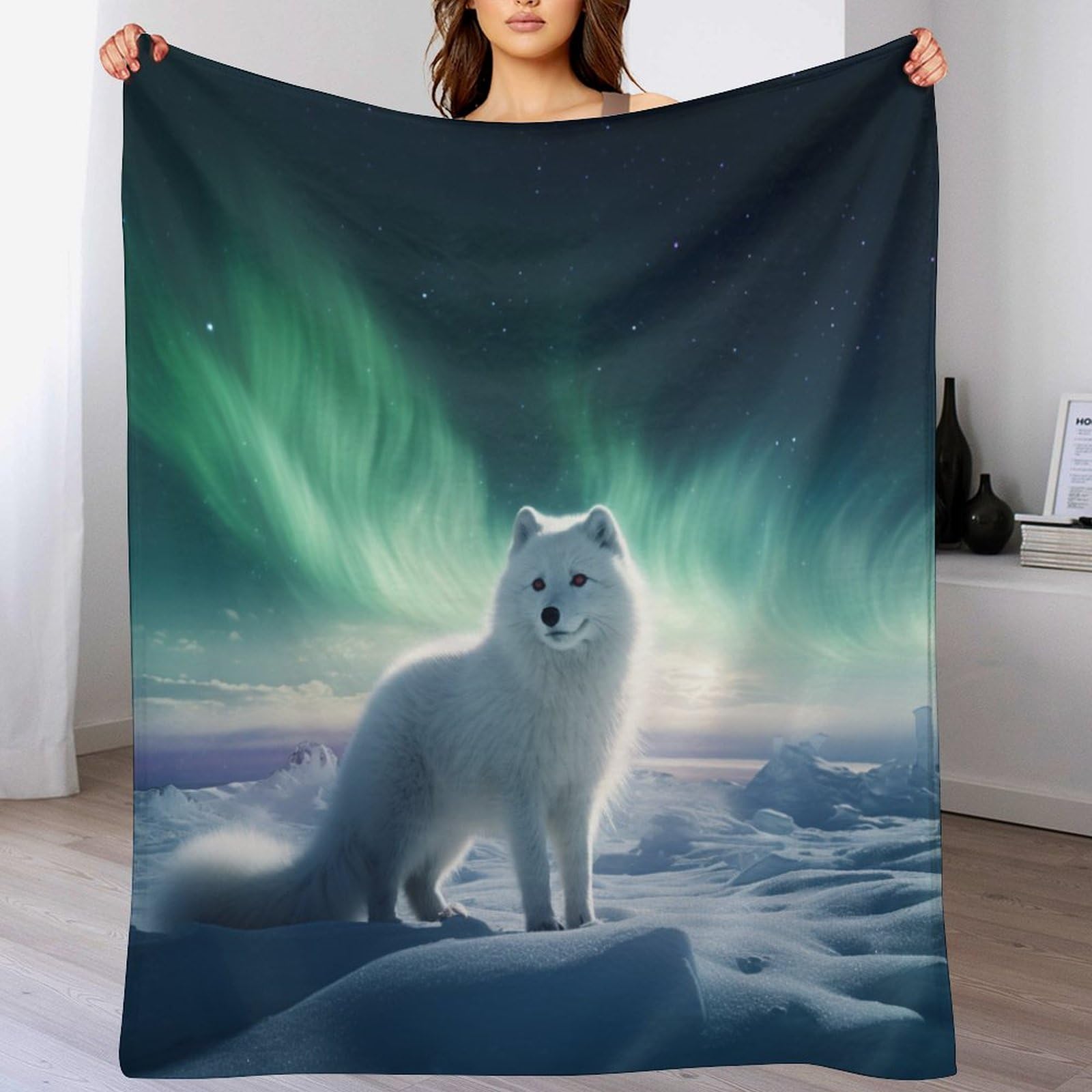 Ltttt Arctic Fox Throw Blanket, Soft Lightweight Blankets Breathable And Moisture Absorption For All Season For Couch/Bed, 140×180Cm