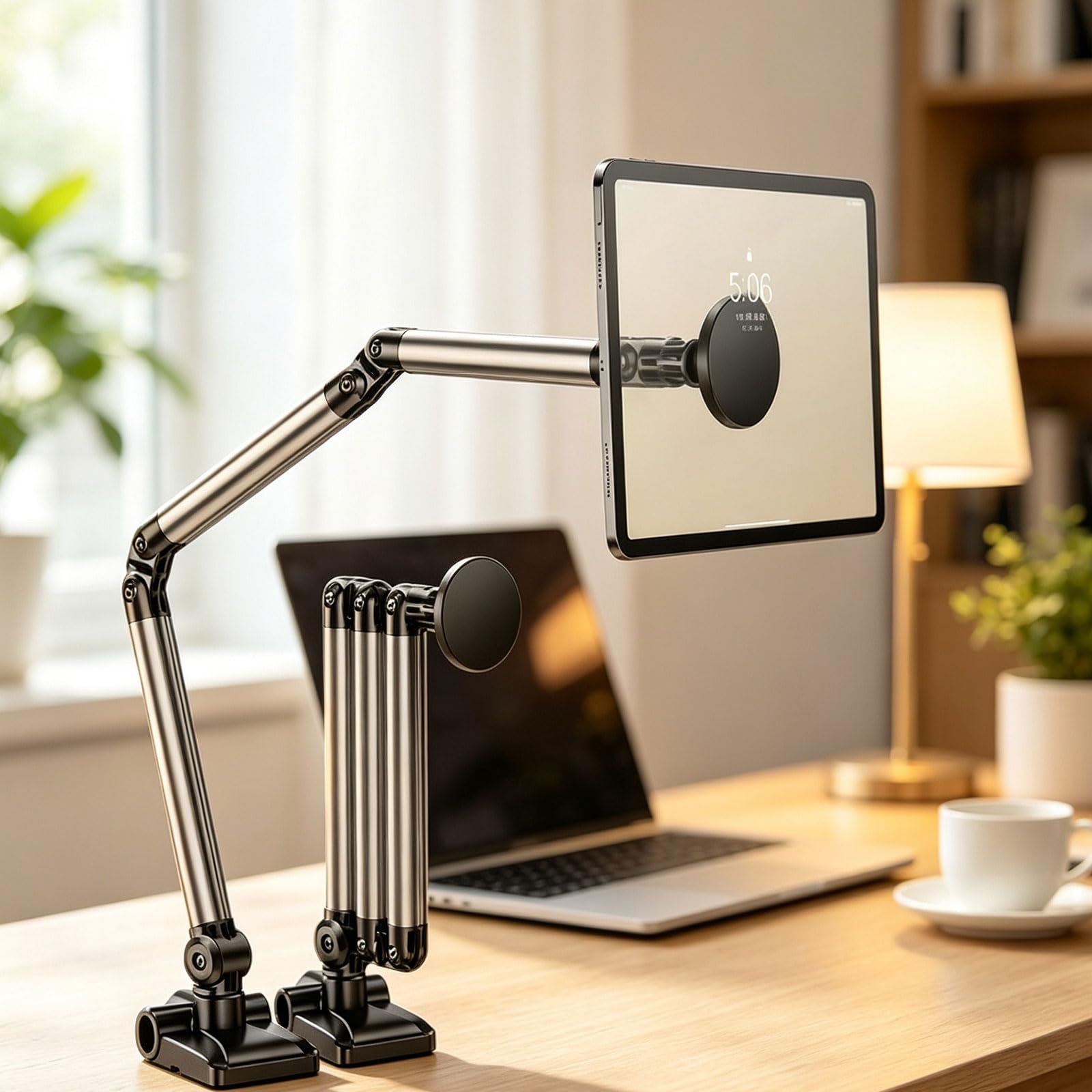 Supporto da scrivania per tablet in alluminio con visualizzazione