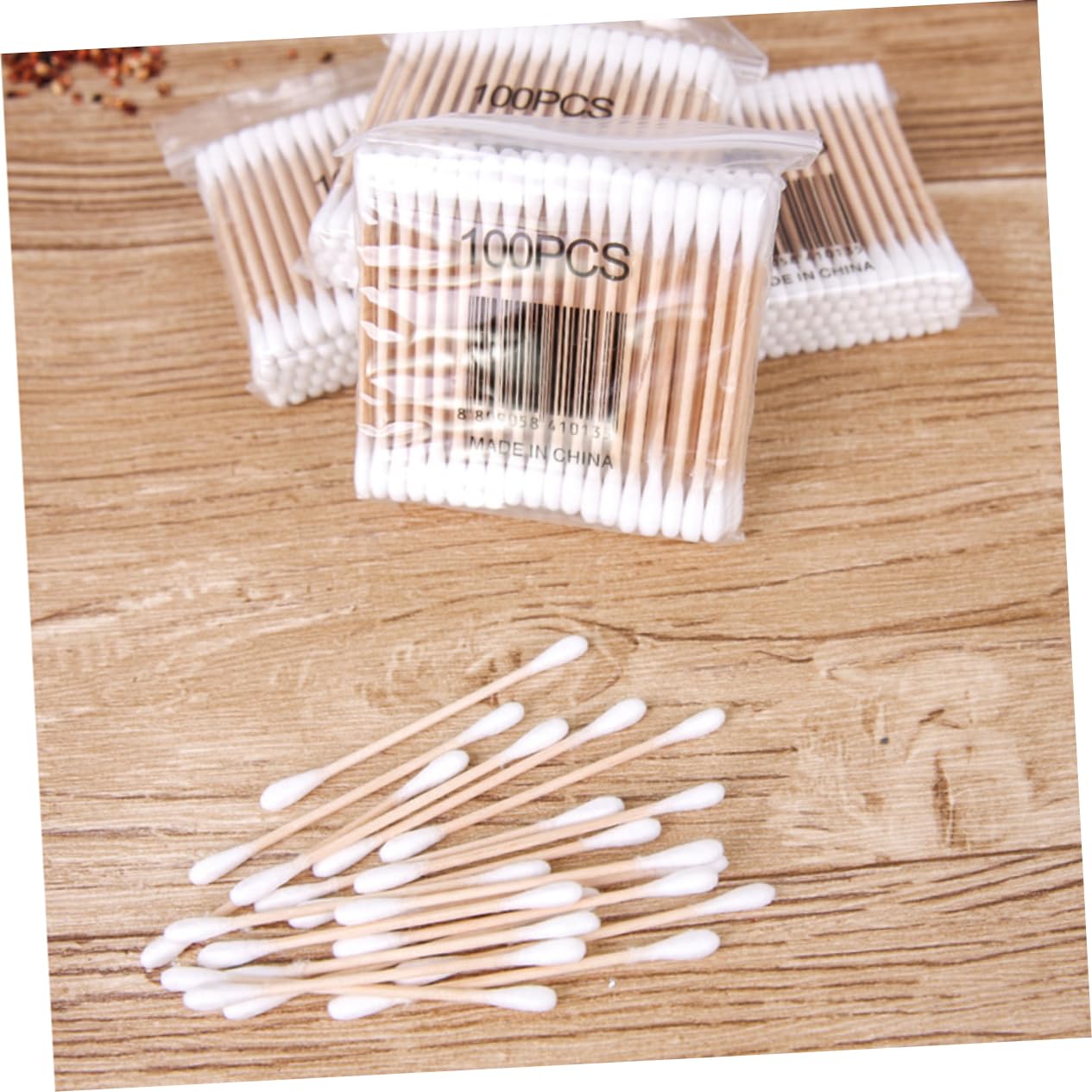 Beatifufu 100Pcs Double Tipped Cotton Swabs with Sturdy Wooden Sticks and Cotton Material for Safe Use for Makeup and Personal Care