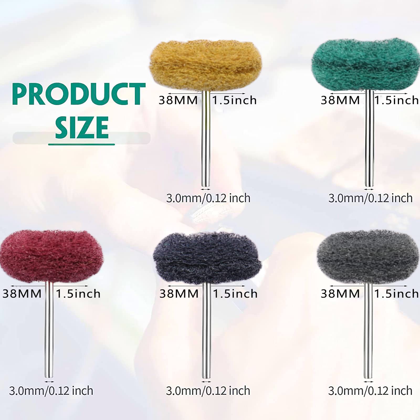 40 Pezzi Ruote di Lucidatura Abrasivo, 3 mm Ruote di Lucidatura Grana 80 150 240 400 600 per Utensili Rotanti Dremel Accessori 35mm di Diametro