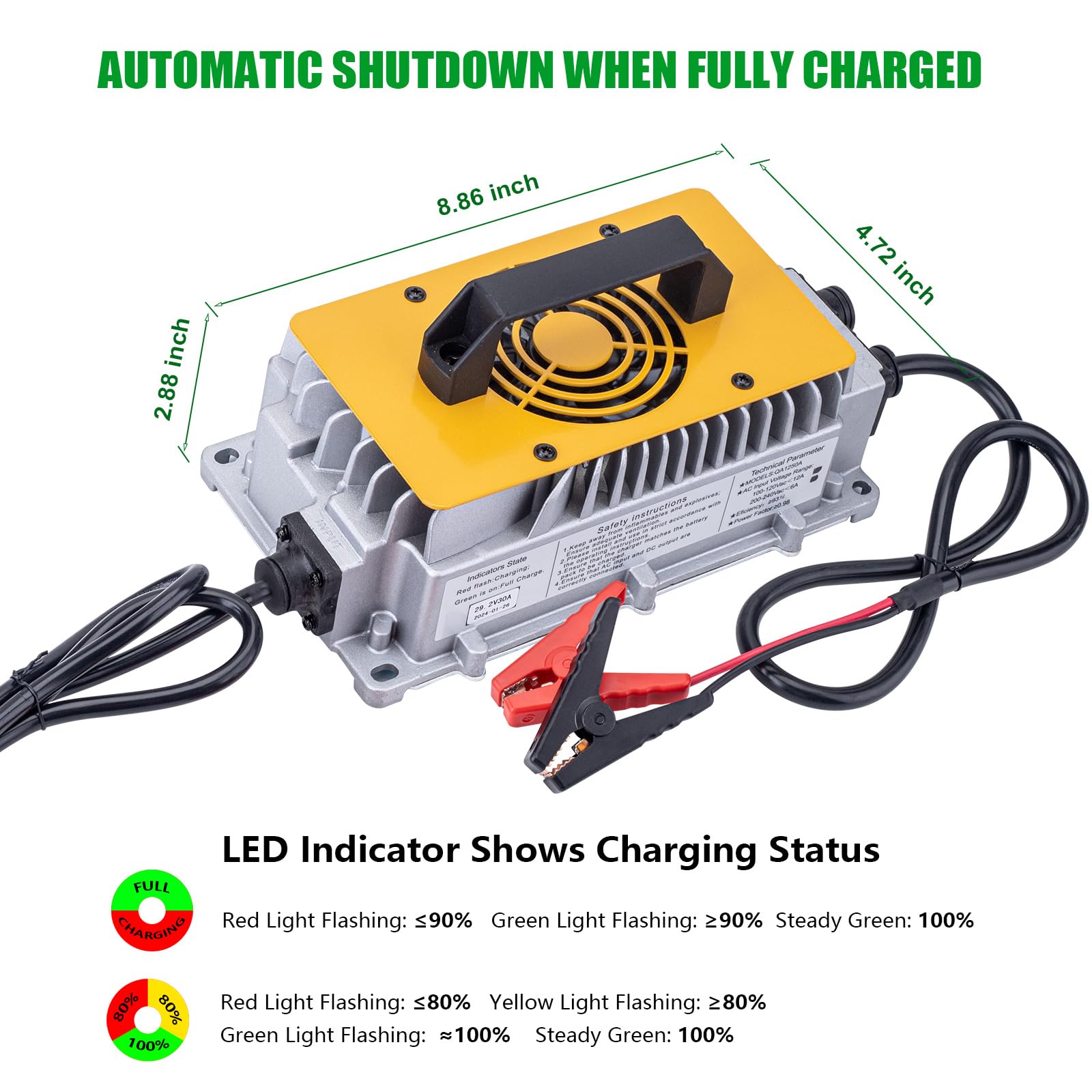 Amazon.co.jp: 29.2V 30A LiFePO4 リチウムバッテリー充電器 高速