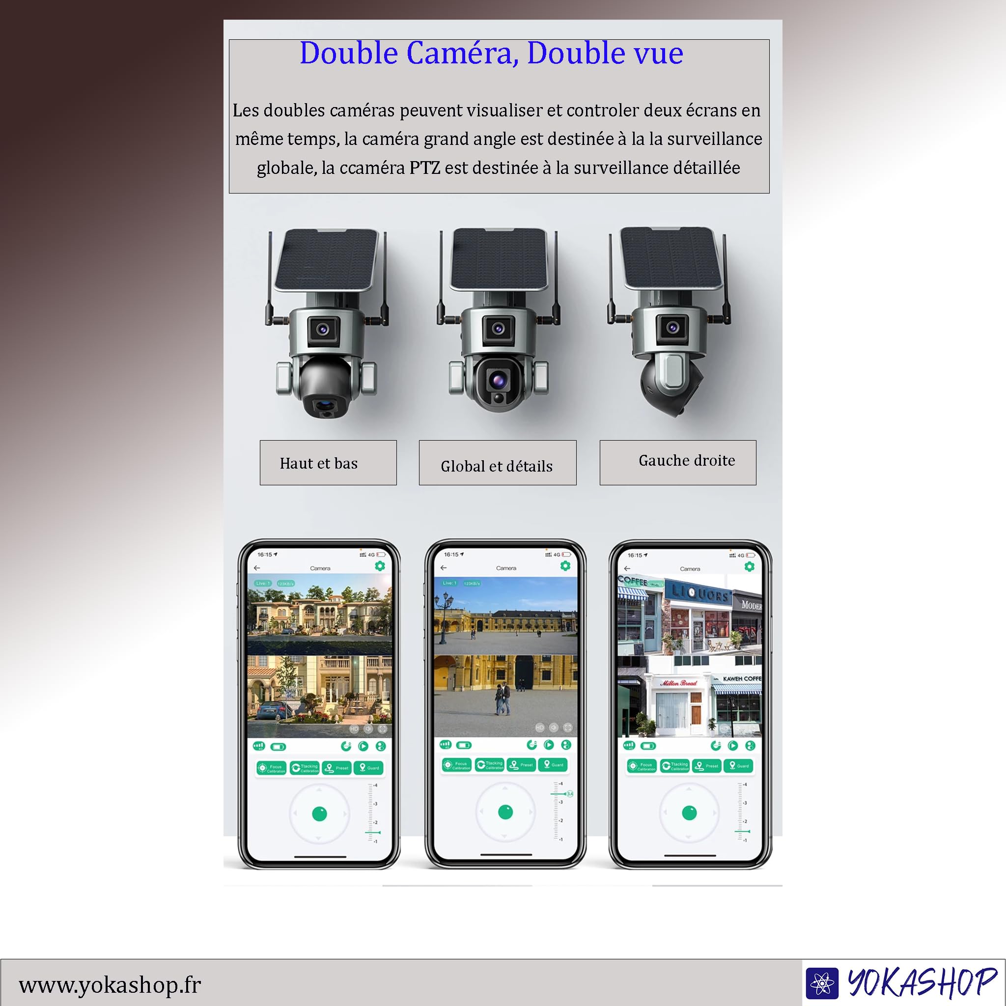Telecamera di sorveglianza solare senza fili PTZ esterna, WiFi 360°, 4K/8MP, doppia lente zoom ottica 10X, rilevamento umano, audio bidirezionale, visione notturna, impermeabile IP66, 5 watt 20000mAh