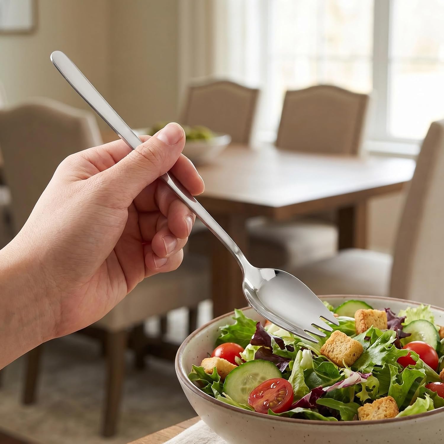 5 Pack Stainless Steel Long Handle Spork Forks for Salad