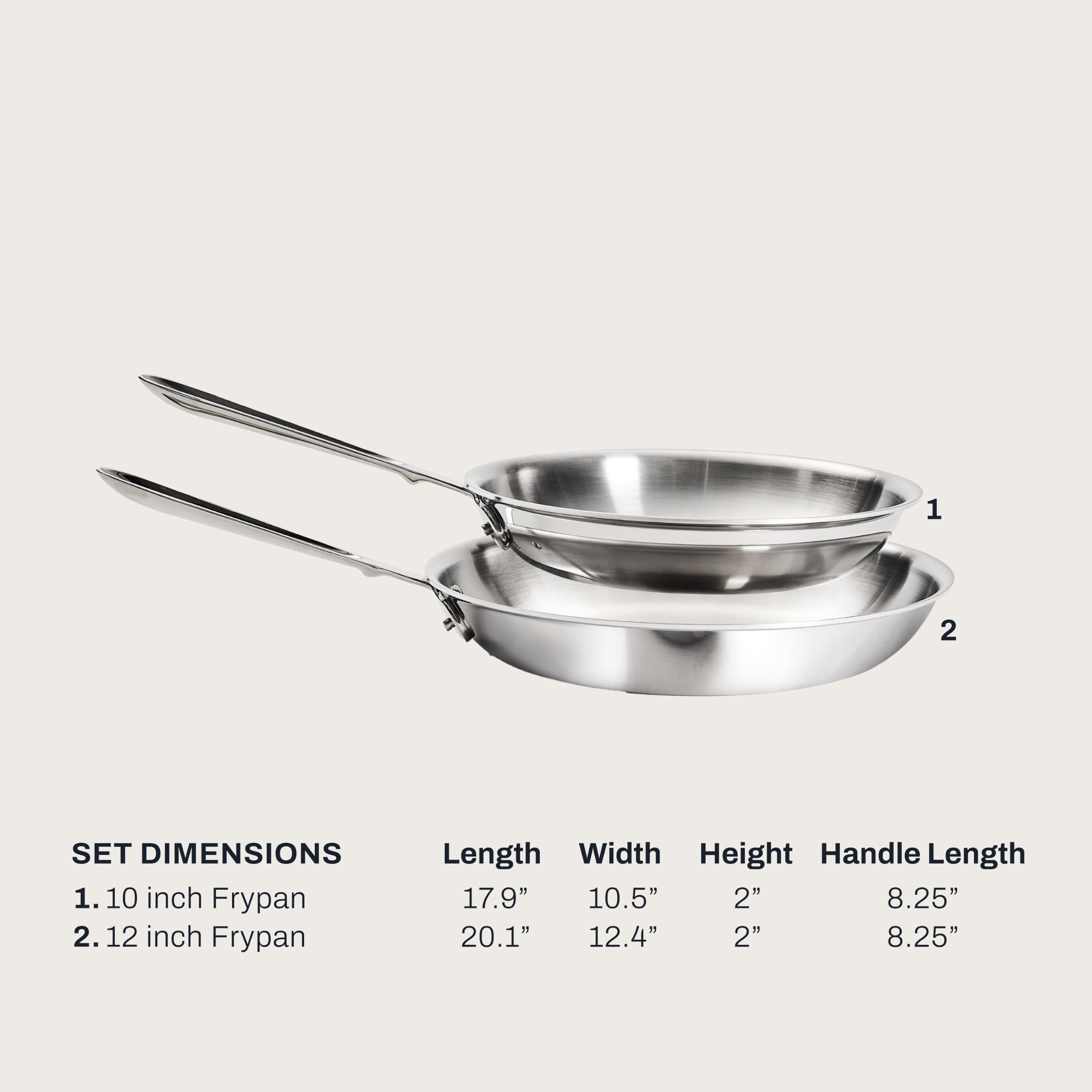 Amazon | All-Clad D3 Stainless Steel Frying Pan Set, 10 & 12 Inch