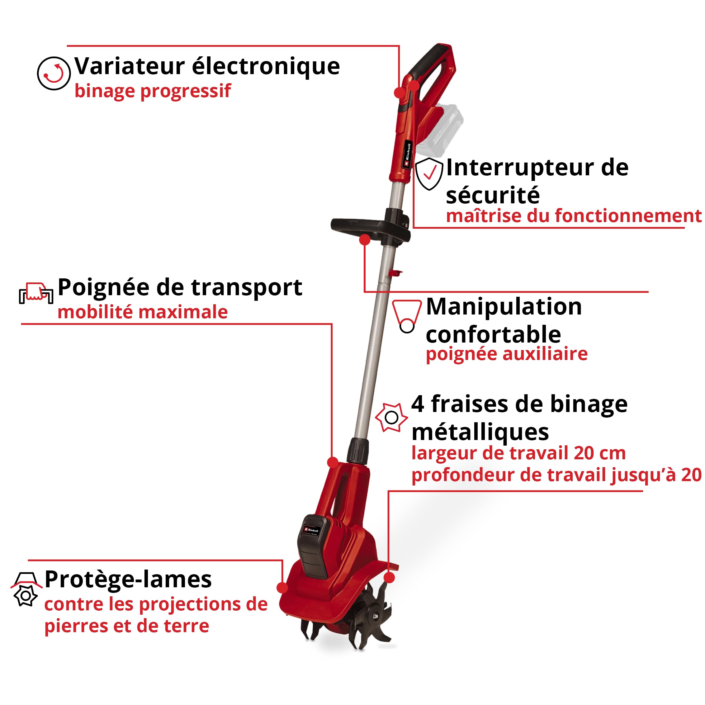 Einhell Motobineuse sans Fil GE-CR 18/20 Li E-Solo Power X-Change (18 V, régulateur de la Vitesse, Lame scarificatrice, poignée additionnelle) Livré sans Batterie et sans Chargeur