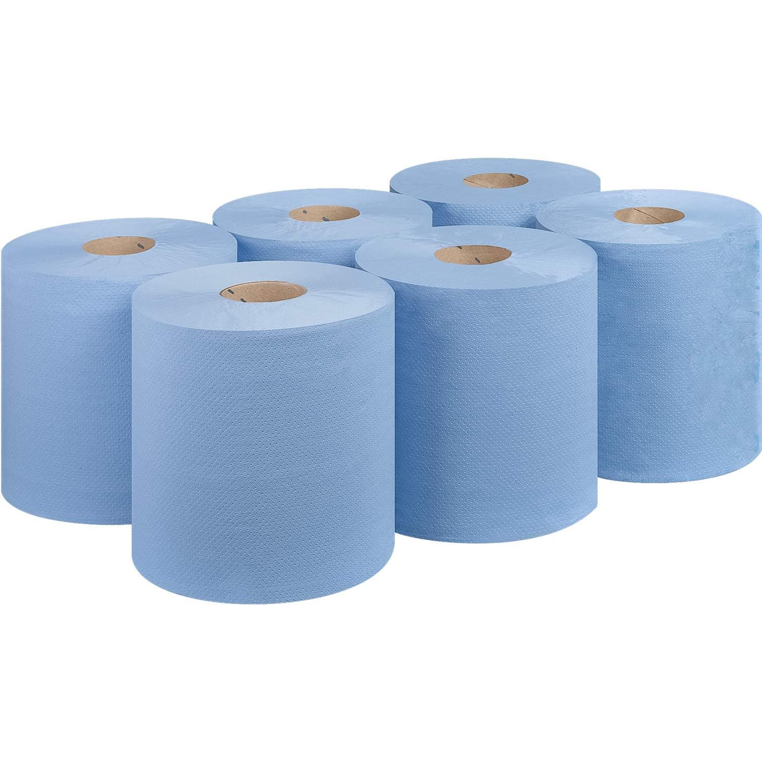 REQUISITE NEEDS Blue CENTREFEED Rolls 2 PLY Paper Towels Hand Towel Tissue Premium Quality Wall Mounted Lockable Rolls 100m (Pack of 6, Blue)