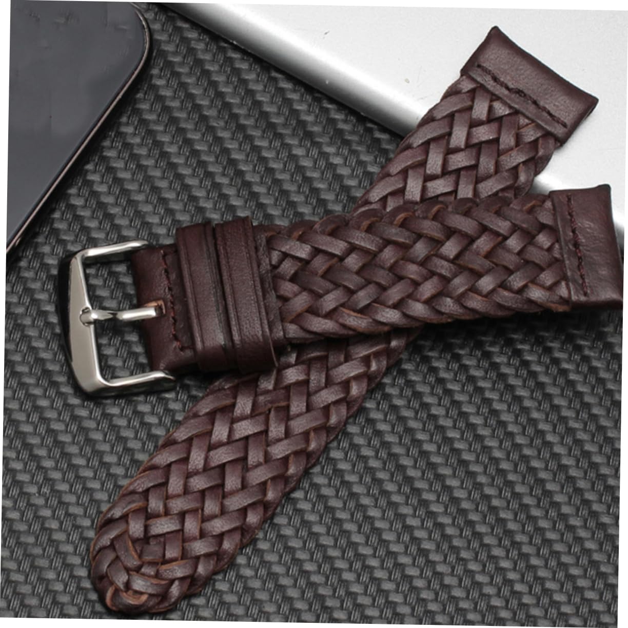 VILLCASE Correa de Reloj de Cuero Tejida Mano para Color Marrón para Actividades
