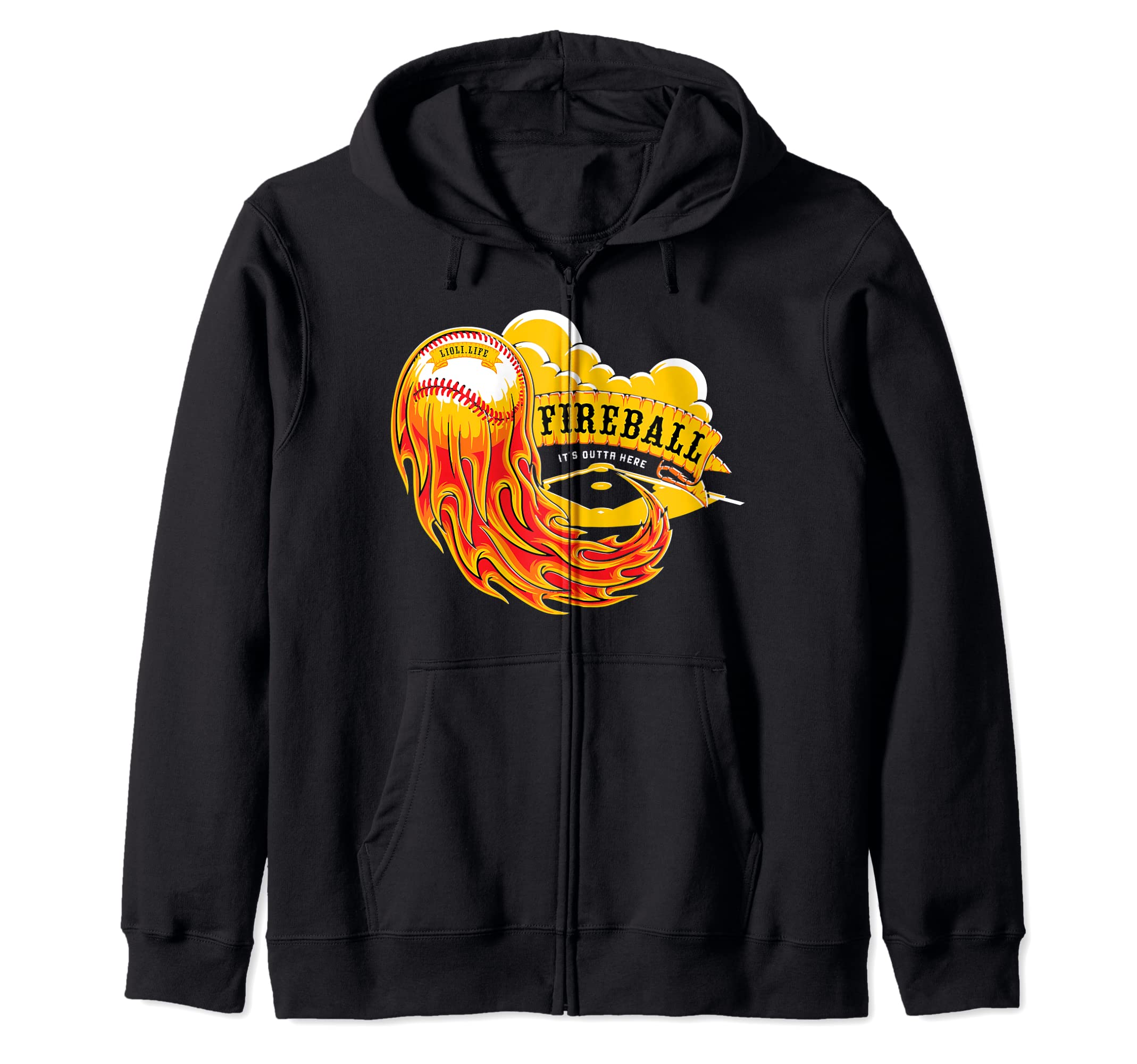 LIOLI.LIFE Baseball Apparel Fireball Zip Hoodie