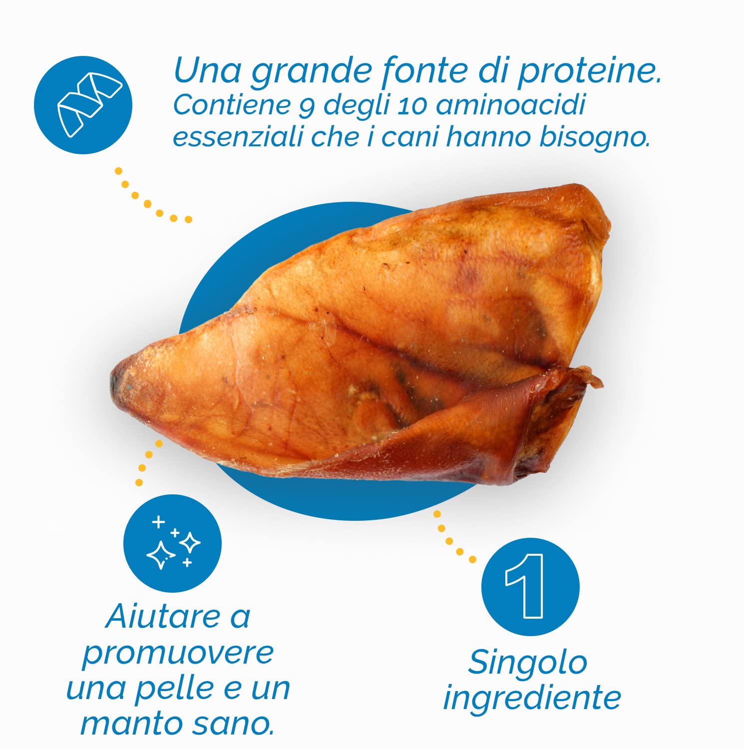 123 Treats - Premietti per cani con orecchie di maiale naturali al 100% (100 pezzi) Masticabili per cani con orecchie di maiale intere