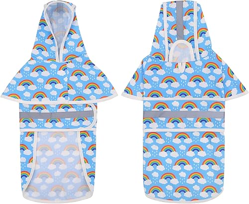 Miniatura 133 de HDE Dog Raincoat Jacket Reflective Adjustable Hooded Pet Poncho Rain Coat with Leash Hole for Small to X-Large Dogs Camo - S