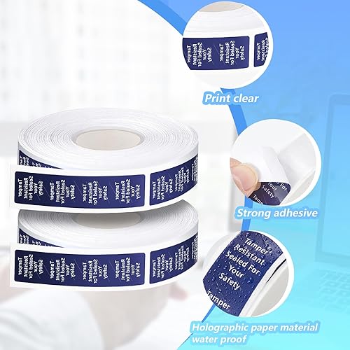 Miniatura 6 de Outus 1000 unidades, 2 rollos de etiquetas a prueba de manipulaciones, calcomanías holográficas de seguridad adhesivas de 0.75 x 3.5 pulgadas, cinta