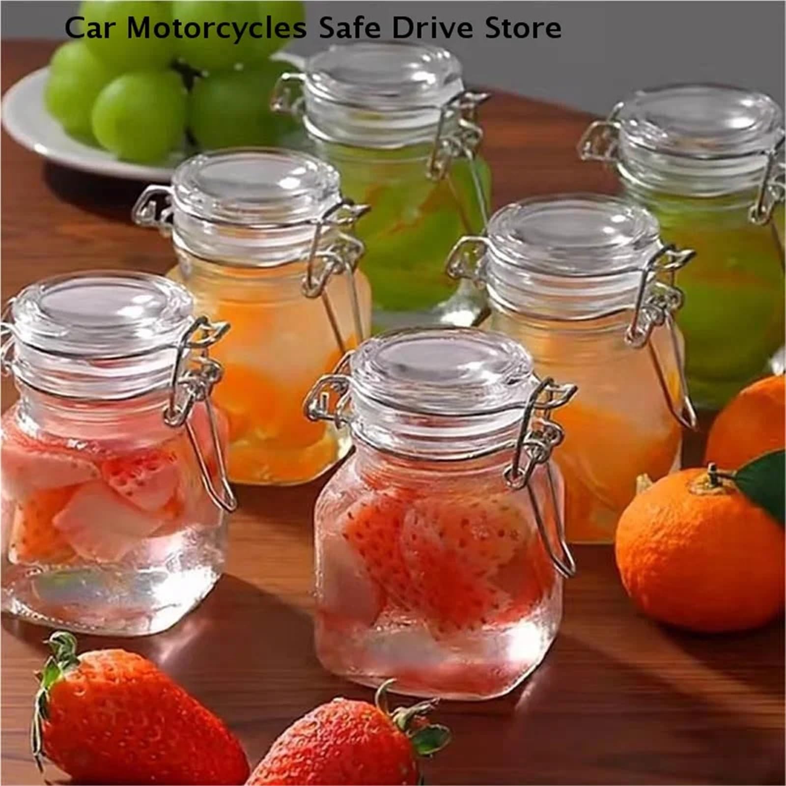 Frascos de vidrio sellados con tapas Clip, botellas miel, refrigerios, tarros for almacenamiento granos, dulces, cierre a presión acero inoxidable, 10 Uds para Cocina(100ML)